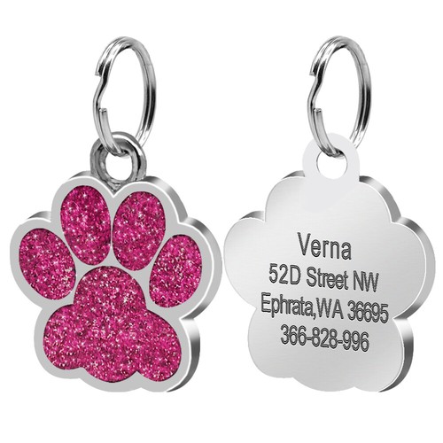 Glitter Paw Personalised Dog Large Tags Disc Disk Pet Puppy ID Collar Tags 38mm - Picture 5 of 18