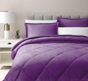 3 Piece Diamond Quilted Cuddly Sherpa Down Alternative Comforter