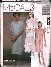3532 Vintage McCalls SEWING Pattern Misses 1980s Dress Tunic 2PC Dress Top Skirt