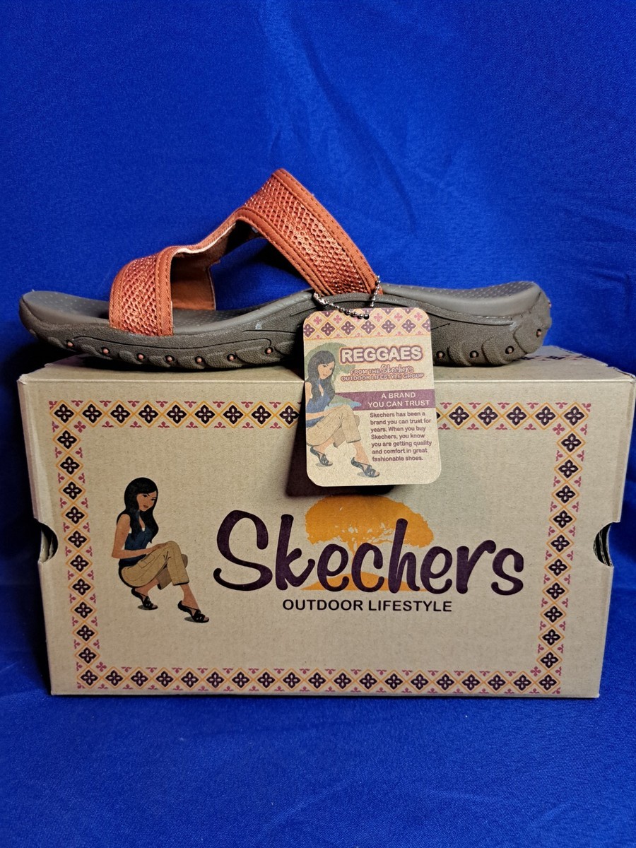 New Skechers Outdoor Lifestye 47786 Orange Sandals Flip Flops