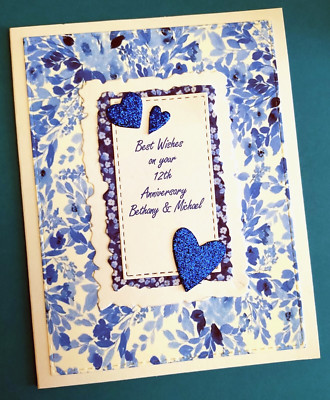 Wedding Anniversary Card Personalized Names & Number with Verse Inside