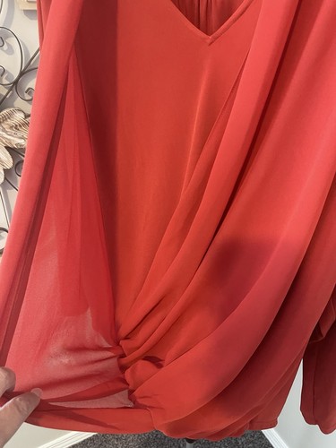 Alfani Faux Wrap Burnt Orange Faux Wrap Layer Blouse Top Women’s 3X - Picture 4 of 8