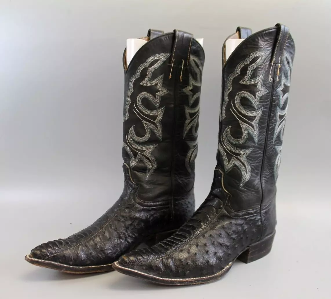 Black ostrich 2025 skin boots