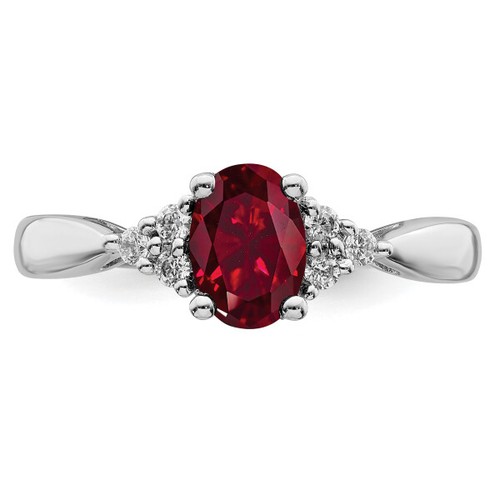 14K White Gold Created Red Ruby Diamond Ring July Birthstone Jewelry - Picture 7 of 90