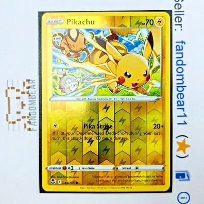 2022 Pikachu REVERSE HOLO card 049/195 SWSH Silver Tempest Pokemon
