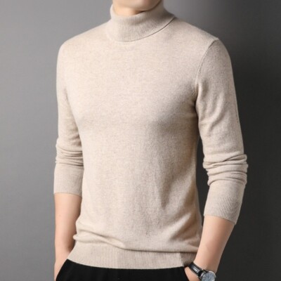 Herren Strickpullover Rollkragenpullover Kunstkaschmir Freizeit Büropullover