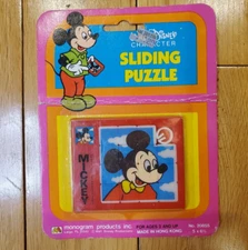 NOS Vtg MICKEY MOUSE Sliding Puzzle WALT DISNEY Mini 2.5” x 3” Travel Game