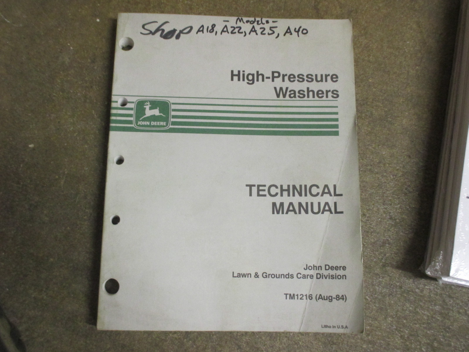 John Deere A18 A22 A25 A40 A 18 22 25 40 pressure washer repair manual eBay