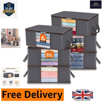 Vielseitige 35L Aufbewahrungstaschen mit klarem Sichtfenster - 6er Pack in stylischem Grau