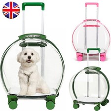 Breathable Cat Dog Pet Carrier 4 Wheels Transparent Trolley Case Travel Bag UK