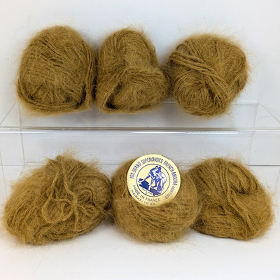 Fox Brand Superchoice 100% French Angora Rabbit Yarn 10gr (6) Lt Brown Gold Vtg