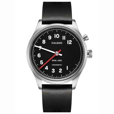Svalbard TIME TRAVEL HX22 Quarz Stahl Leder Schwarz Saphir Herrenuhr