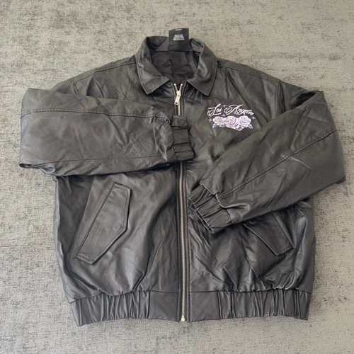 Forever 21 Hot Wheels Mens XL Faux Leather Bomber Jacket Los Angeles Car Floral - product listing photo