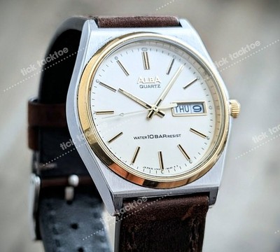 Vintage Seiko Alba Y143-8141 Quartz Watch Stainless Steel Dual