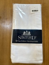 Stafford 6 Fine Cotton Handkerchiefs White 16x16  New Sealed Pack
