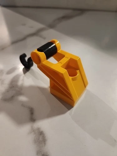 Lego Duplo VEHICLE CRANE ARM BASE BLACK HOOK w/ BROWN HOLDER Tow Truck Part