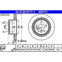 Bremsscheibe ATE 24.0120-0171.1 (2 Stk.) FüR Opel Omega B Caravan