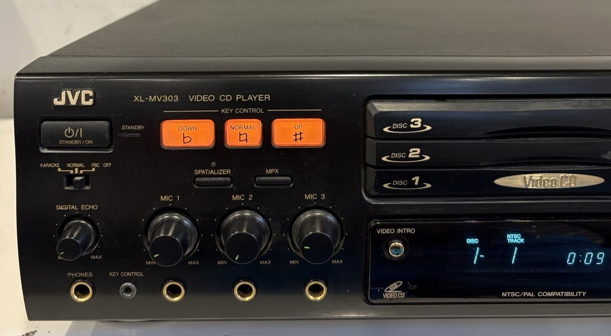 JVC XL-MV303 3 Disc Karaoke Video VCD CD Player - TESTED - NO