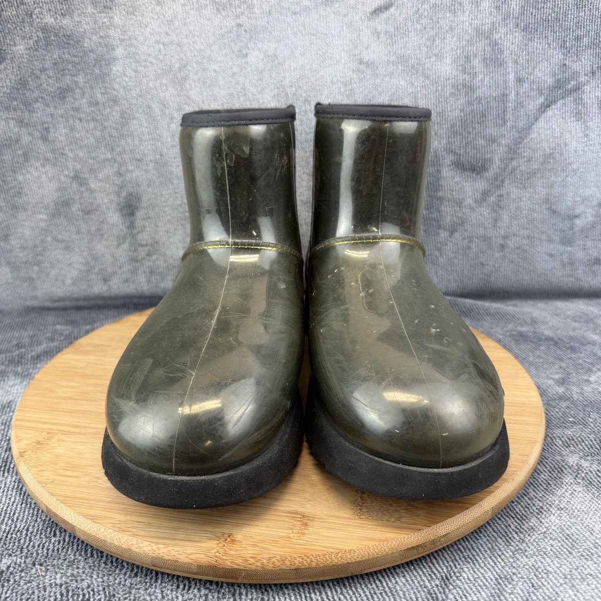 UGG Boots Womens Size 9 Green Classic Clear Mini Waterproof Ankle Booties Rain View 2