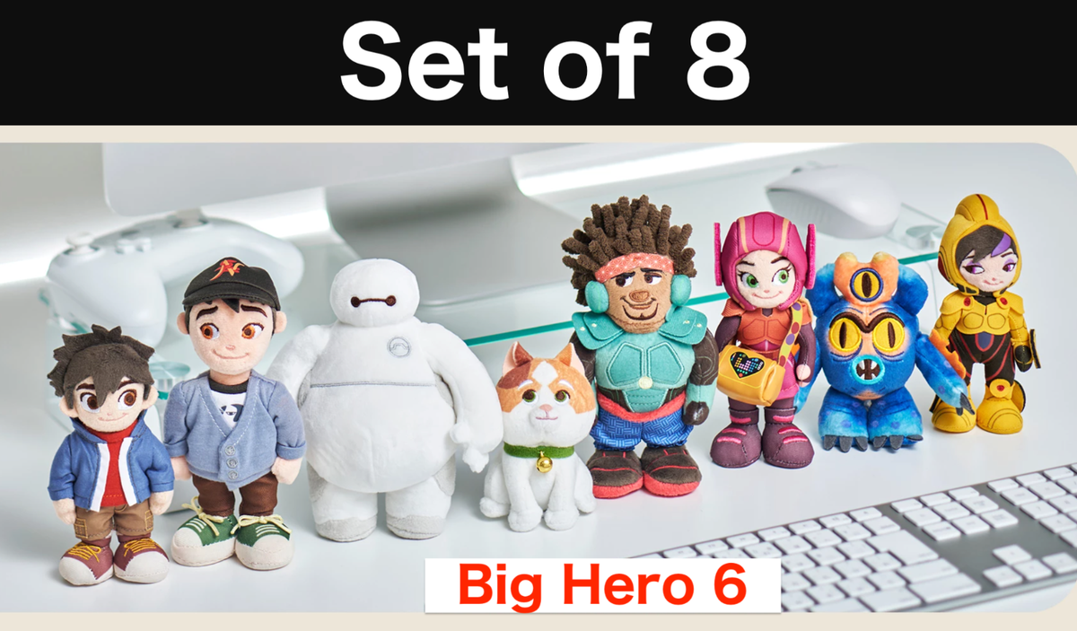 Disney Store Japan Big Hero 6 stanDs Small Plush Set of 8 - Baymax
