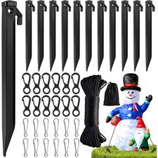 Inflatable Tent Stakes 12 Pack Heavy Duty Plastic Yard Pegs with Ropes Hooks for