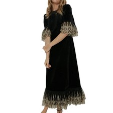 New Tuckernuck Pomander Place Velvet Gold Lace Lillith Midi Dress Small 1952W