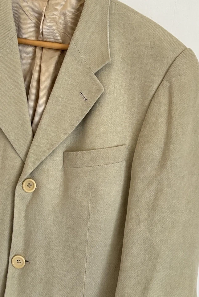 Blazer de lana de lino 42R vintage KENZO HOMME para hombre hecho en Francia beige claro años 90 Foto 3 de 4