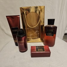 Bath And Body Works BOURBON 4Pc Gift Set Body Spray Bar Soap Body Cream And Wash
