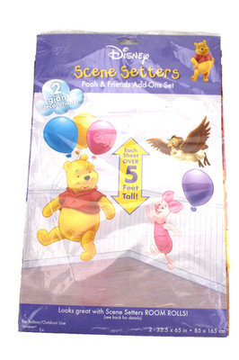 NEW DISNEY Scene Setters POOH and Friends HAPPY BIRTHDAY Add On 5 Ft Tall 2 Pcs