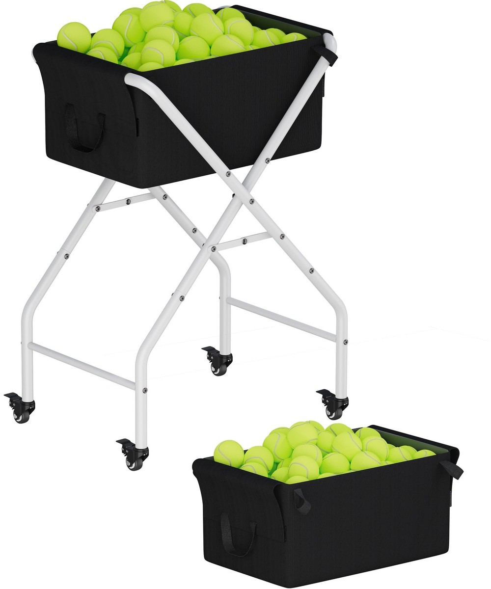 Chariot à Balles De Tennis Pliable – 170 Balles, Alliage Alu, Roues 360°, Tissu Oxford, Léger