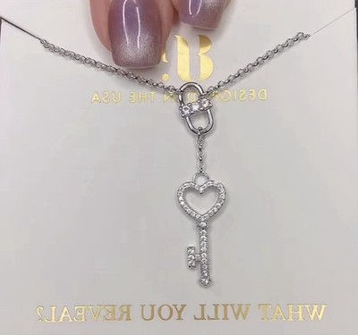Bomb Party BP- Sterling Necklace-The Heart Key Necklace-NK15694-Brand NEW