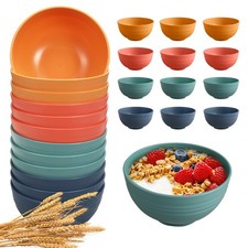 HEYCOME 12-Pcs 26 Oz Unbreakable Wheat Straw Cereal Bowls Set, Microwave Safe
