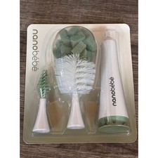 Nanobebe Flexy Bottle Brush Set White Sage Green BPA Free Nipple Cleaner New