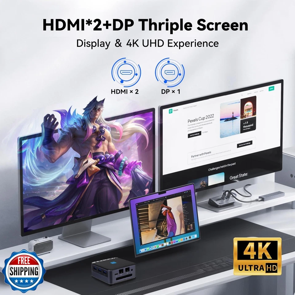 MOREFINE M8S 12th Gen N95(Up to 3.4GHz) Mini PC, 12GB LPDDR5 RAM 500GB NVMe M - Image 4 of 4