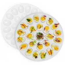 Deviled Egg Platter 2PACK, Deviled Egg Trays with 24 Slot Each, Egg Co