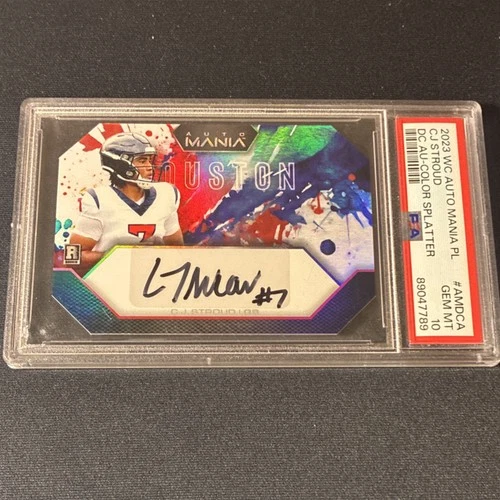 Wild Card 2023 Auto Mania Pro-Look CJ Stroud Die-Cut Auto Color Splatter PSA 10