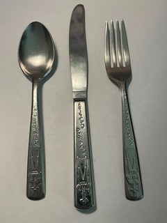 Vintage 1950s Hopalong Cassidy children's/youth stainless steel flatware set