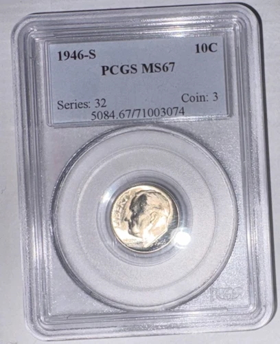 New Listing1946-S Roosevelt Dime – PCGS MS67
