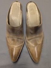 Frye Phoenix Western Mules Size 10 Brown Leather Pointed Toe Slip On Brazil Made