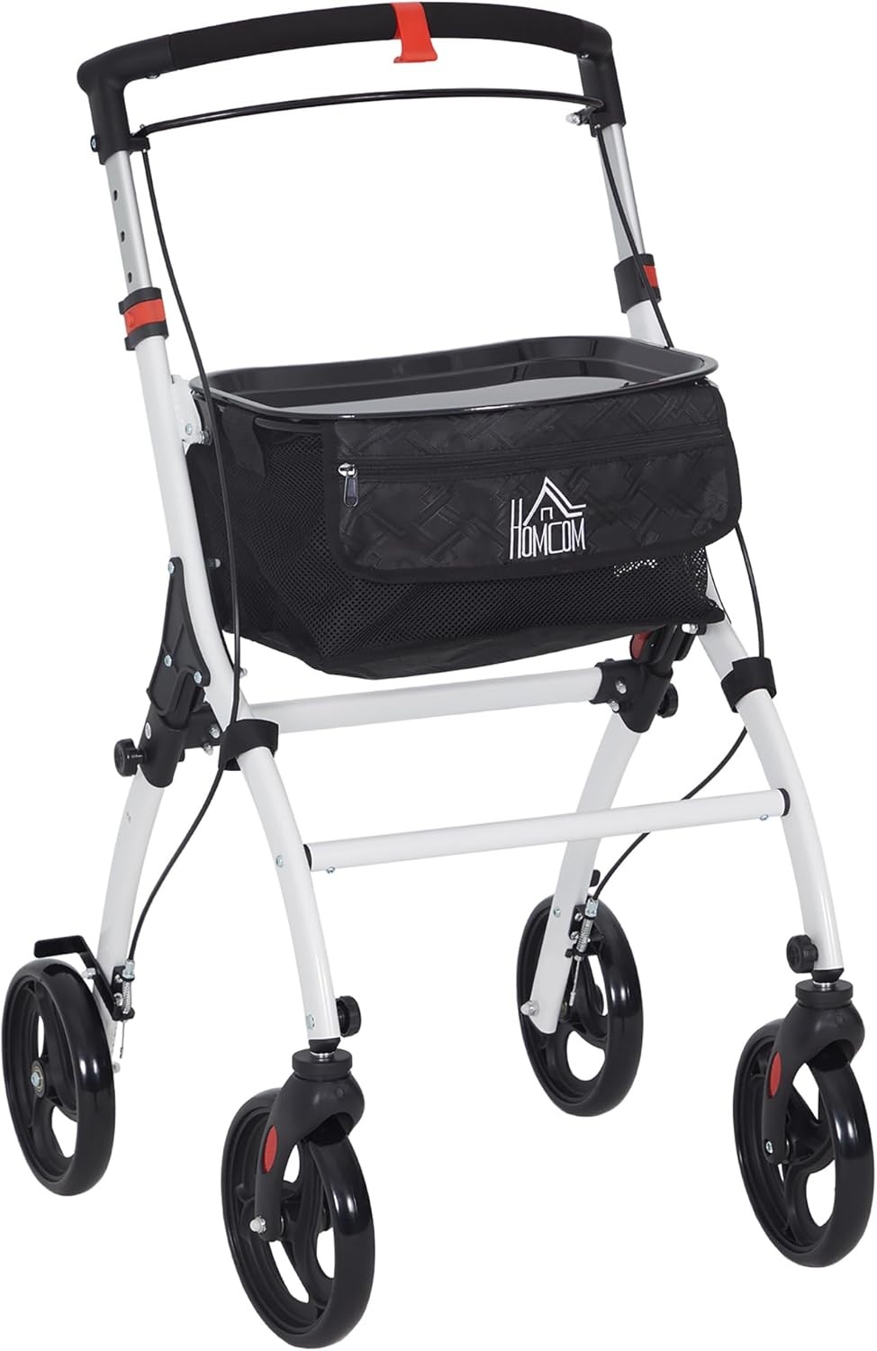 HOMCOM Folding Upright Rollator Walker with Lightweight Walking Frame, Storage