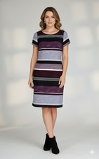 Adrianna Papell Striped Color Block Exposed Zipper Sheath Dress Womens Sz 14 NWT
