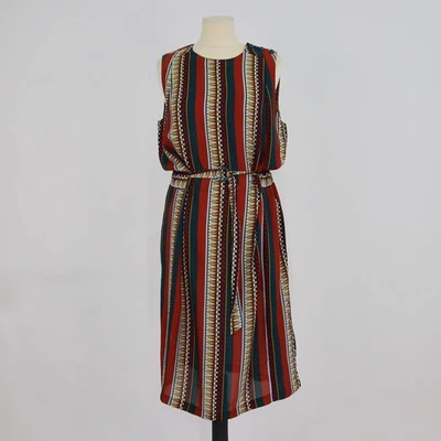 Robe midi ceinturée sans manches imprimée en soie multicolore Tory Burch - Photo 1/4