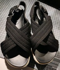 Charles And Keith Flatform Sandals black and white crossover strap UK 6 EU39