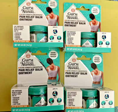 4-Guru Nanda Ultra Strength Pain Relief Balm 0.5 oz exp 10/27 Fast Free Shipping