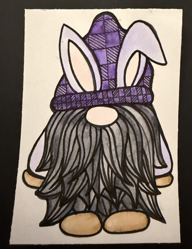 Hoppy Gnome Original ACEO 2.5x3.5 Zentangle Inspired OOAK Art