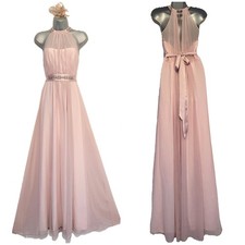 Coast blush pink jewel collar/belted occasion wedding very long dress size 14