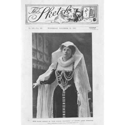 Miss Kate Rorke in White Heather im Drury Lane Theatre - antiker Druck 1897