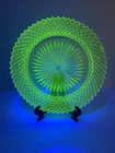 2 Uranium Green Hocking Miss America 6 7/8" Plate Glows Bright  UV