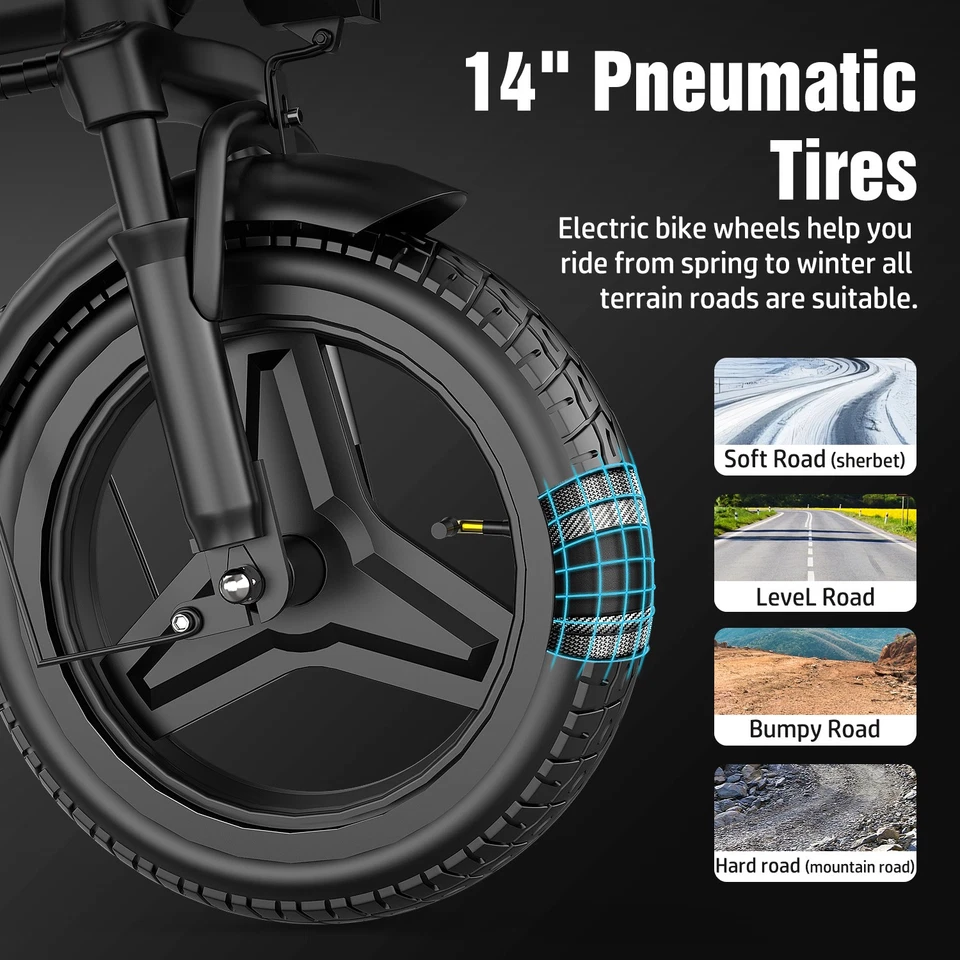 Adult Electric Folding Bicycle 1200W Motor e bike 25 mph UL 2849 Certified Black - Image 4 of 4