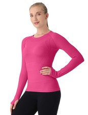 Seamless Workout Shirts for Women Long Sleeve Yoga Tops Sports Running Shirt ...